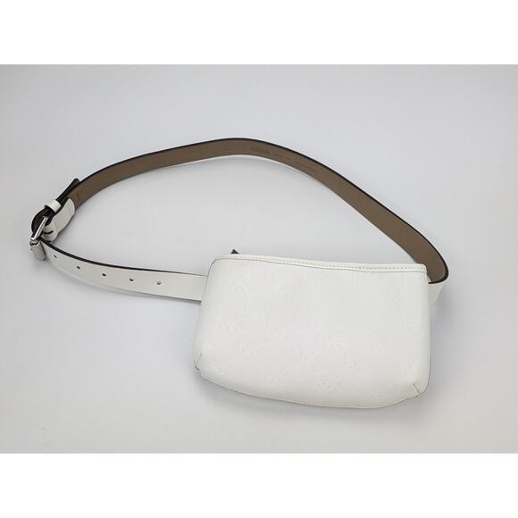 Michael Kors White Perforated All Over MK Logo Belt Bag Up to 38" Waist - Picture 1 of 6